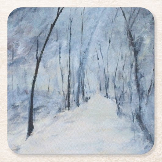 Snowy Trees Winters Day Kartonnen Onderzetters (Voorkant)
