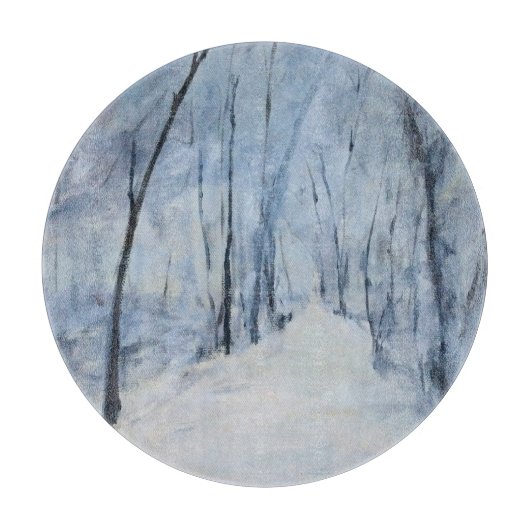 Snowy Trees Winters Day Snijplank (Voorkant)