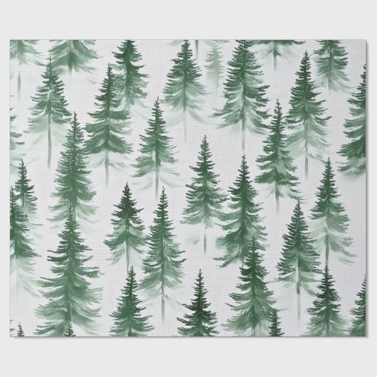 Snowy Trees Wrapping Paper Cadeaupapier (Vlak)