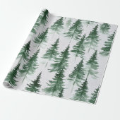 Snowy Trees Wrapping Paper Cadeaupapier (Uitgerold)