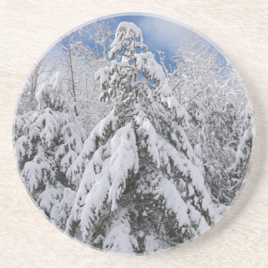 Snowy Trees Zandsteen Onderzetter (Voorkant)