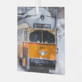 Snowy Trolley Ride glass ornament (Voorkant links)