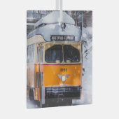 Snowy Trolley Ride glass ornament (Voorkant Rechts)