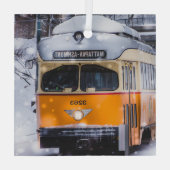 Snowy Trolley Ride glass ornament (Achterkant)