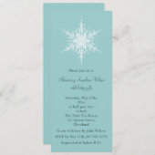 Snowy Turquoise Baby shower Invitation Kaart (Voorkant / Achterkant)