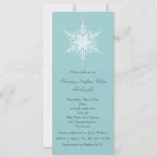 Snowy Turquoise Baby shower Invitation Kaart