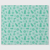 Snowy Turquoise Mooie kerstboom & sneeuwvlokken Cadeaupapier (Vlak)