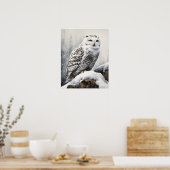 Snowy Uil Bird Art Print Poster (Keuken)