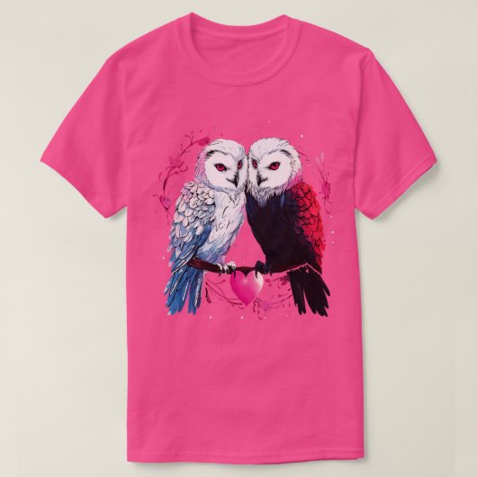 Snowy Uil Paar Valentijn T-shirt (Design voorkant)