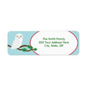 Snowy Uil Vakantie Kerstmis retour adres label (Voorkant)