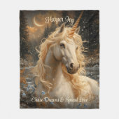 Snowy Unicorn Inspirerend winterfantasie Fleece Deken (Voorkant)