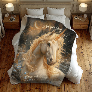 Snowy Unicorn Inspirerend winterfantasie Fleece Deken