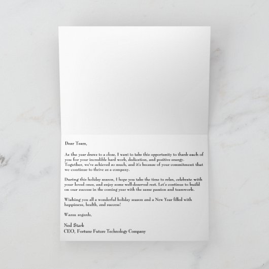 Snowy Vermont Merry & Bright Feestelijke werkgever Feestdagen Kaart (Binnen)