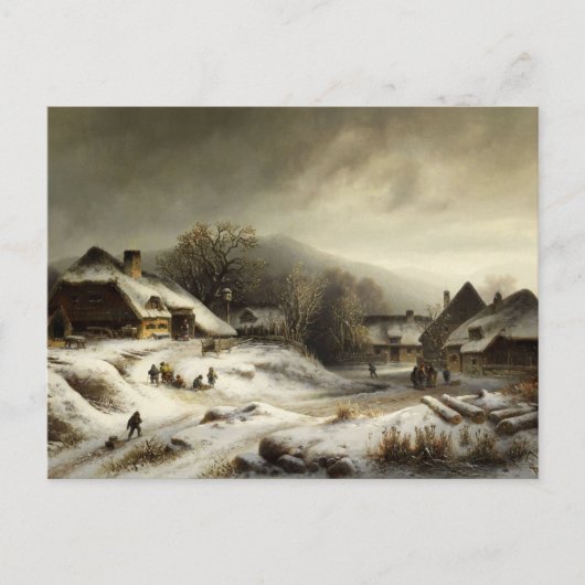 Snowy Village and Landscape Briefkaart (Voorkant)