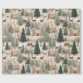 Snowy Village Cream Cadeaupapier (Vlak)