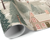 Snowy Village Cream Cadeaupapier (Rol Hoek)