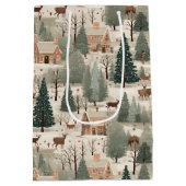 Snowy Village Cream Medium Cadeauzakje (Achterkant)