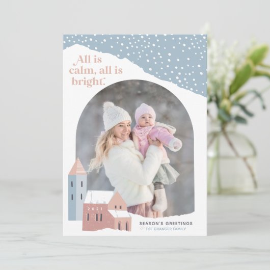 Snowy Village | Foto Holiday Kaart (Staand voorkant)