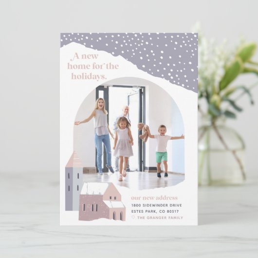 Snowy Village | Fotovakantiebeweging Aankondiging (Staand voorkant)