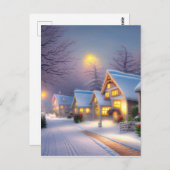 Snowy Village Graphic Briefkaart (Voorkant / Achterkant)
