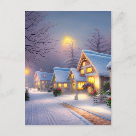 Snowy Village Graphic Briefkaart (Voorkant)