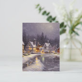 Snowy Village Graphic Briefkaart (Staand voorkant)