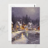 Snowy Village Graphic Briefkaart (Voorkant / Achterkant)