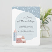 Snowy Village Holiday Housewarming Party Kaart (Staand voorkant)