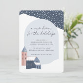 Snowy Village Holiday Housewarming Party Kaart (Staand voorkant)