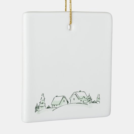 Snowy Village Keramisch Kerstversiering Keramisch Ornament (Rechts)