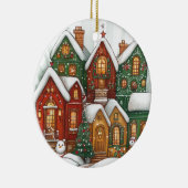 Snowy Village Keramisch Kerstversiering Keramisch Ornament (Rechts)