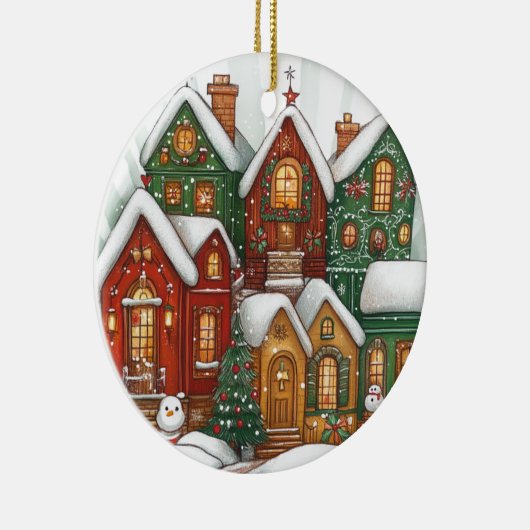 Snowy Village Keramisch Kerstversiering Keramisch Ornament (Rechts)