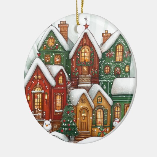 Snowy Village Keramisch Kerstversiering Keramisch Ornament (Links)