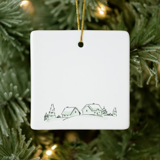Snowy Village Keramisch Kerstversiering Ornament (Boom)