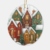 Snowy Village Keramisch Kerstversiering Ornament (Links)
