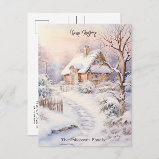 Snowy Village Kerstfeest Briefkaart (Voorkant / Achterkant)