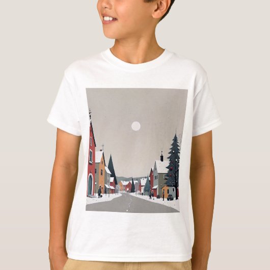 Snowy village, met kerst - Kind Tshirt (Voorkant)