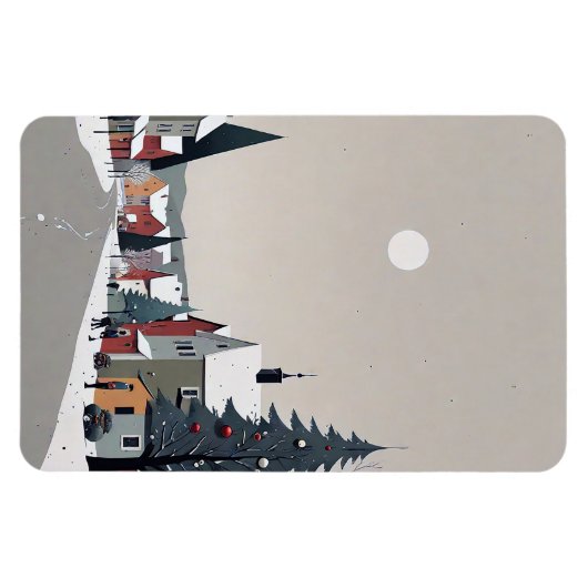 Snowy village, met kerst - Magnet Magneet (Horizontaal)