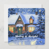 Snowy Village Painting Custom Kerstparty Kaart (Voorkant)
