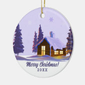 Snowy Village Painting Custom Year Keramisch Ornament (Links)