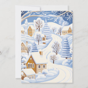 Snowy Village Path Holiday Kaart