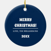 Snowy Village Scene | Aangepast kerstjaar Keramisch Ornament (Achterkant)