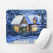 Snowy Village Scene die kerstcadeaus schildert Muismat (Met muis)