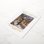 Snowy Village Scene with Lamppost Folie Feestdagenkaart (Gedraaid)