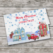 Snowy Village uit Connecticut-kerstkaart