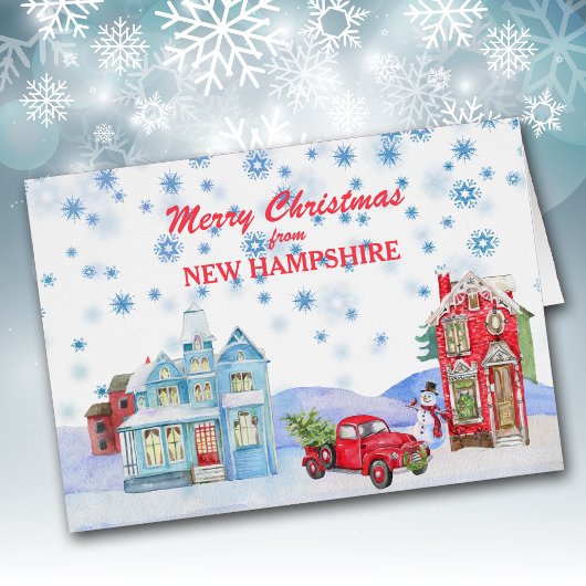 Snowy Village uit New Hampshire met kerstkaart