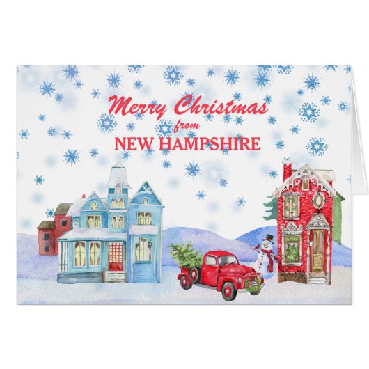 Snowy Village uit New Hampshire met kerstkaart (Voorkant Horizontaal)