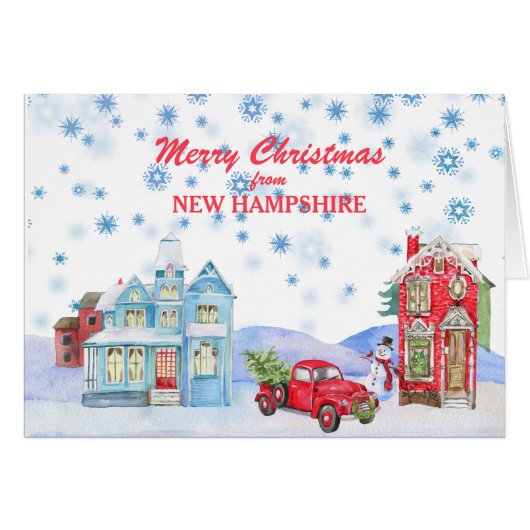 Snowy Village uit New Hampshire met kerstkaart (Voorkant Horizontaal)