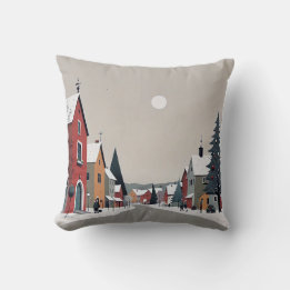 Snowy village, versierd voor kerst - Sticker Kussen