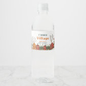 Snowy Village Water Winter Baby Shower Waterfles Etiket (Voorkant)